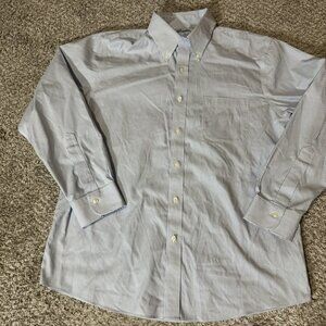Brooks Brothers Shirt Non-Iron Stretch 15.5-33 Regular Fit Blue White Stripe